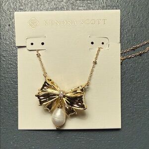 Kendra Scott x LoveShackFancy Pearl Bow Gold Necklace